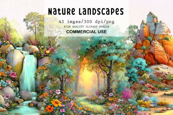Download Watercolor Nature Landscapes PNG Clipart - Premium Bundle