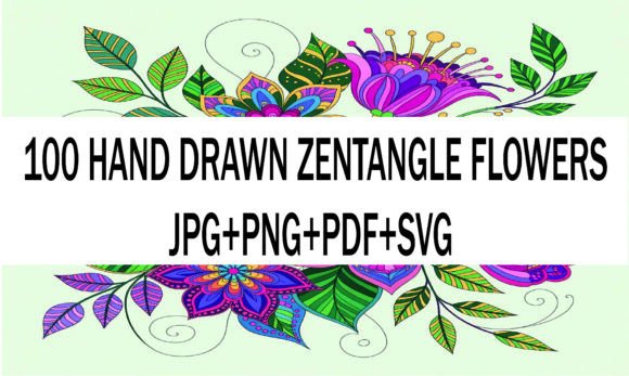 Download 100+Hand Drawn Zentangle Flowers and Lea - Flower Collection