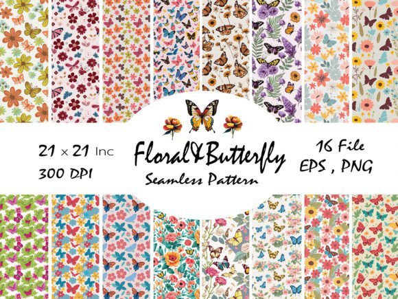 Download Flower and Butterfly Colorful Pattern - Flower Collection