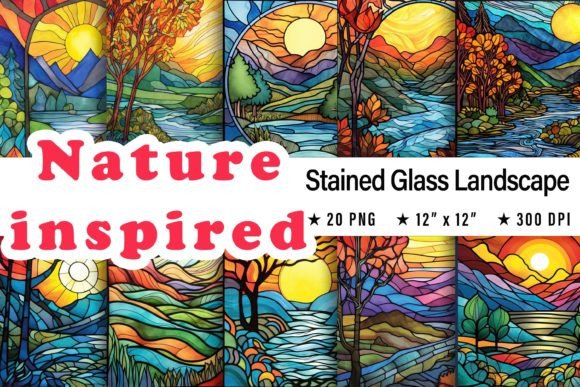 Download Nature-Inspired Stained Glass Landscape - Nature Collection