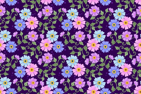 Download Blooming Flowers on Purple Color Pattern - Flower Collection