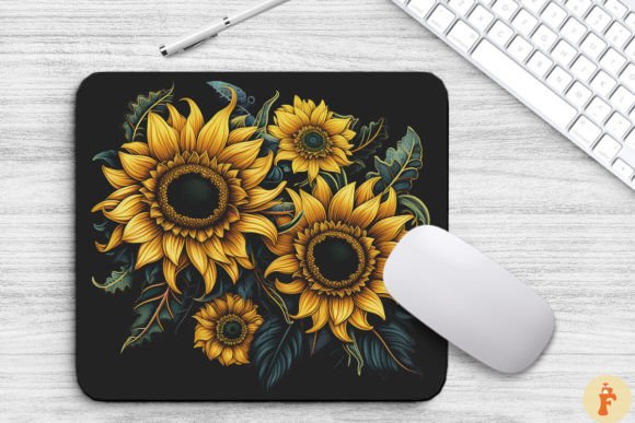 Download Tribal Art Large Sunflowers Mouse Pad - Art Collection