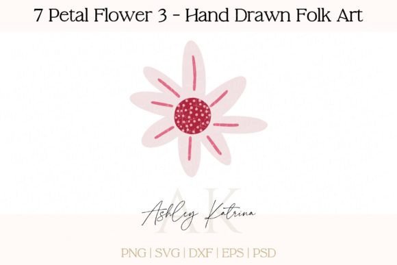 Download 7 Petal Flower 3 - Hand Drawn Folk Art - Art Collection