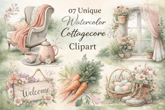 Download Unique Watercolor Cottagecore Clipart - Art Collection