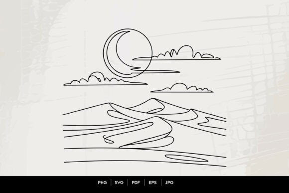 Download Moon Desert Landscape Line Art - Art Collection