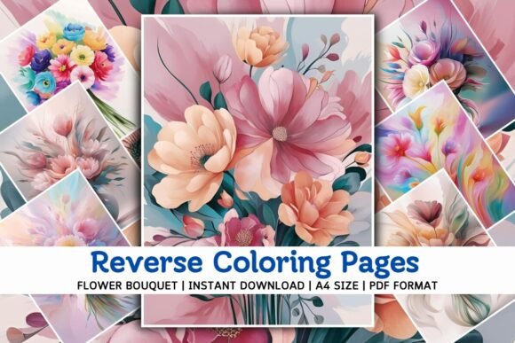 Download Flower Bouquet Reverse Coloring Pages V3 - Flower Collection