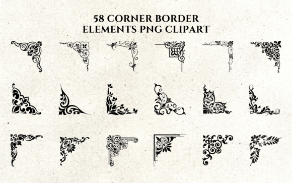Download 58 Corner Border Elements PNG Clipart - Art Collection