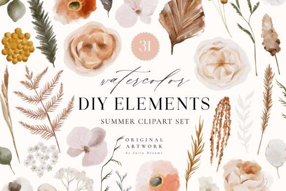 Download Summer Watercolor Flower Digital Clipart - Art Collection