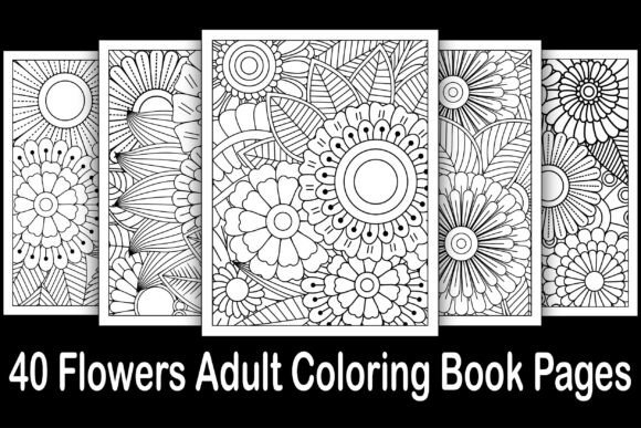 Download 40 Flowers Adult Coloring Book Pages - Flower Collection