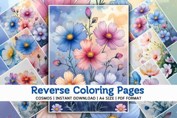 Download Cosmos Flower Reverse Coloring Pages - Flower Collection