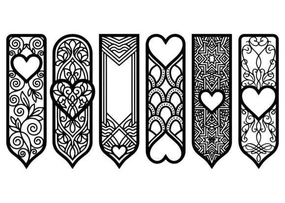 Download Elegant Heart Pattern Bookmark EPS Bundle - Art Collection