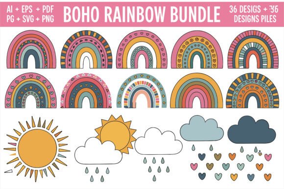 Download Boho Rainbow Clipart Weather Bundle - Art Collection