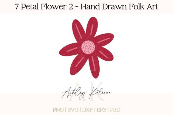 Download 7 Petal Flower 2 - Hand Drawn Folk Art - Art Collection