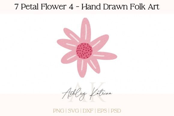 Download 7 Petal Flower 4 - Hand Drawn Folk Art - Art Collection