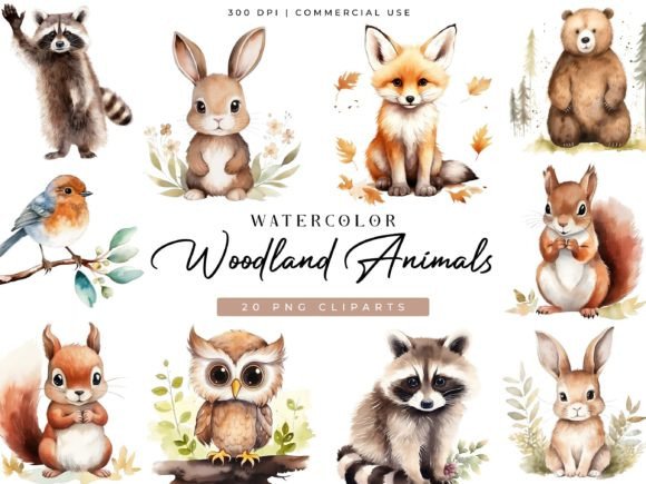 Download Woodland Animals Digital Clipart Bundle - Art Collection