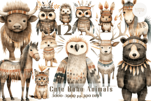 Download Boho Animals, Tribal Clipart,Cute Animal - Art Collection